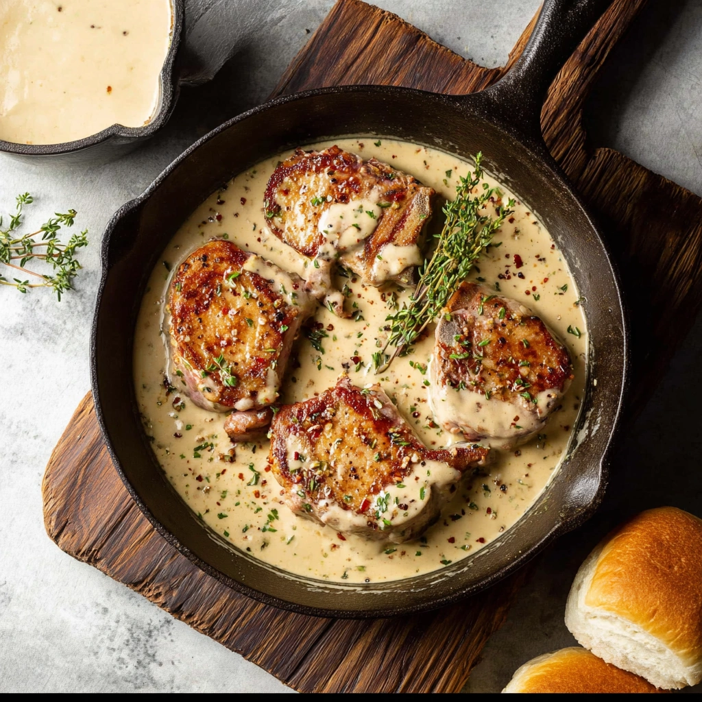Rich Creamy Turkey Ham Lamb Chops Dinner - Image 1