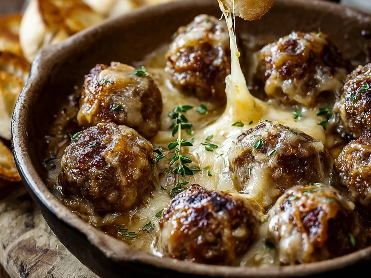 Cheesy French Onion Meatballs Recipe - Image 1
