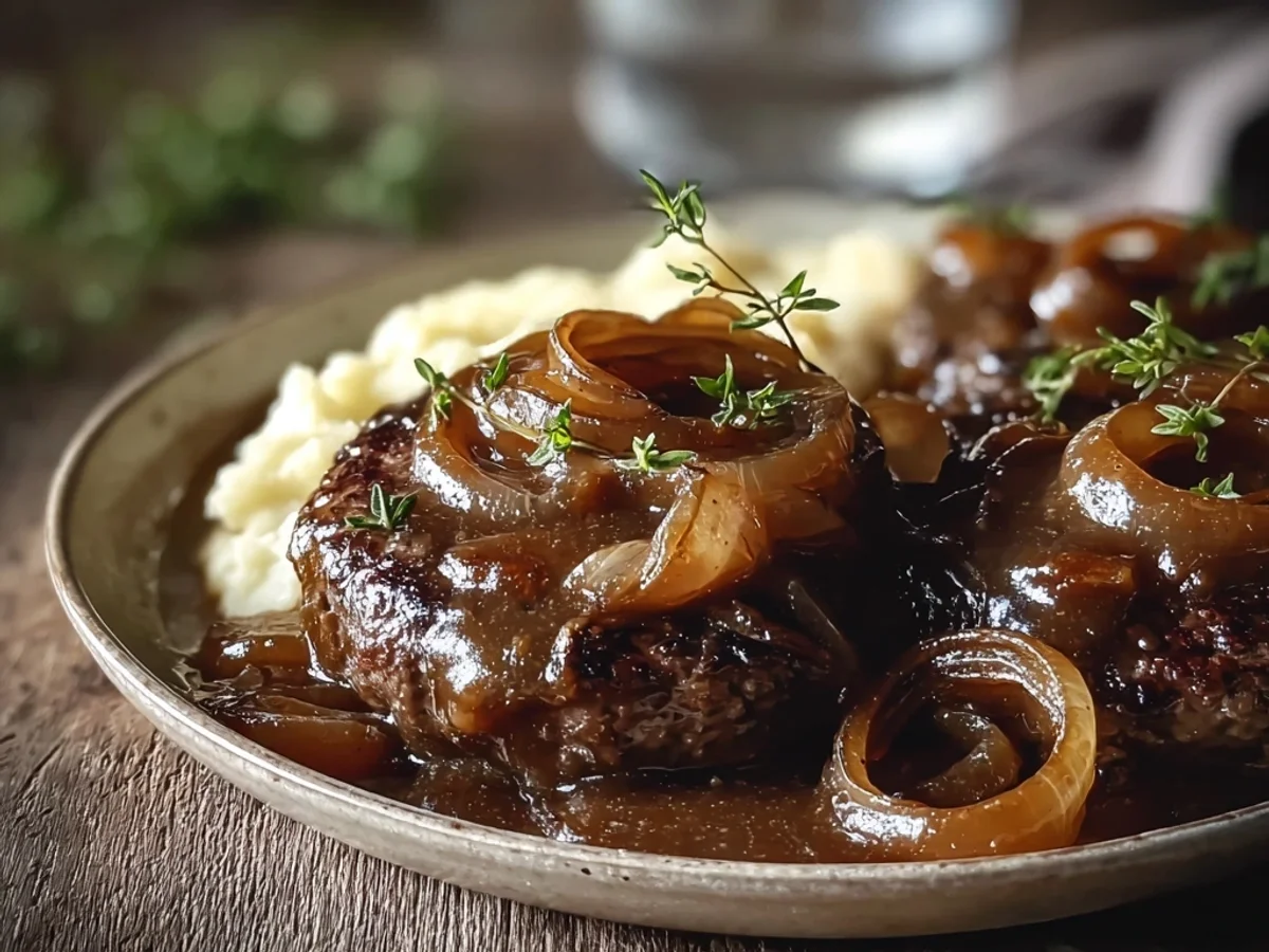 Classic Hamburger Steak with Rich Onion Gravy - Image 2