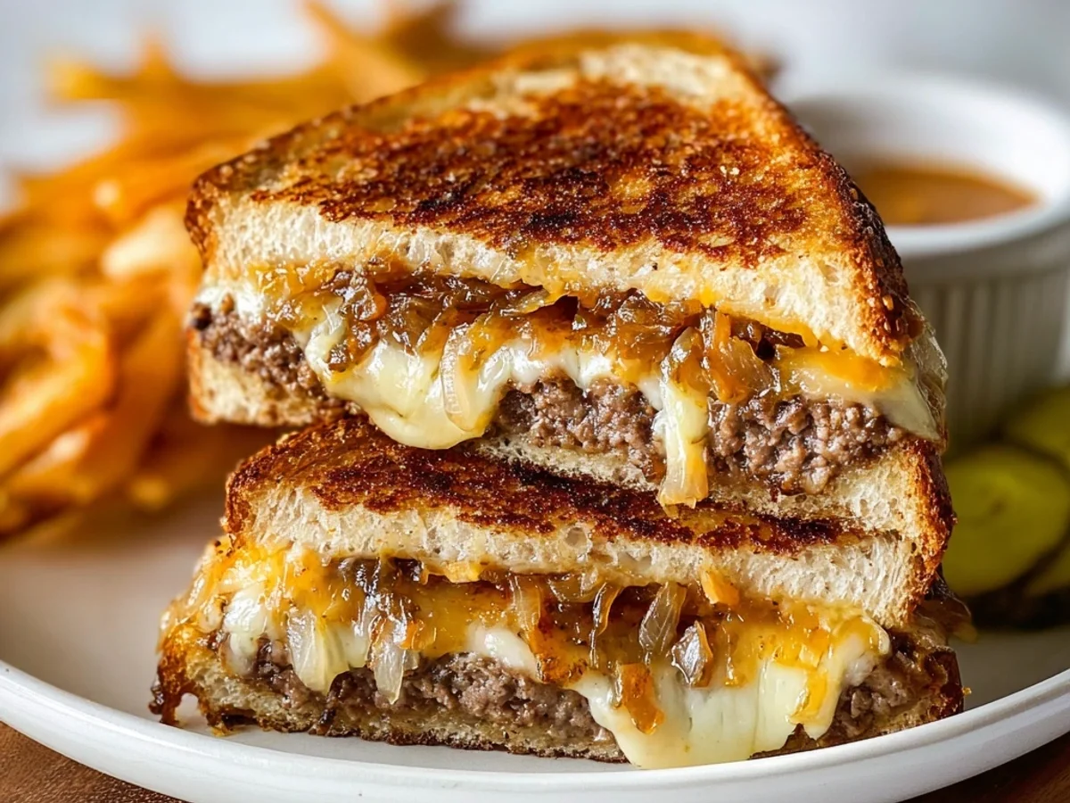 Classic Patty Melt Sandwich: Grilled Onions & Rye - Image 1