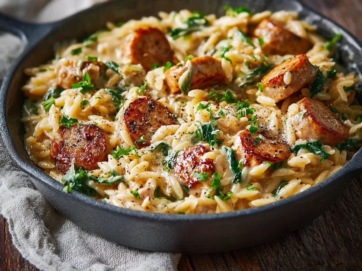 Creamy Chicken Sausage Orzo: Simple One-Pan Dinner - Image 1