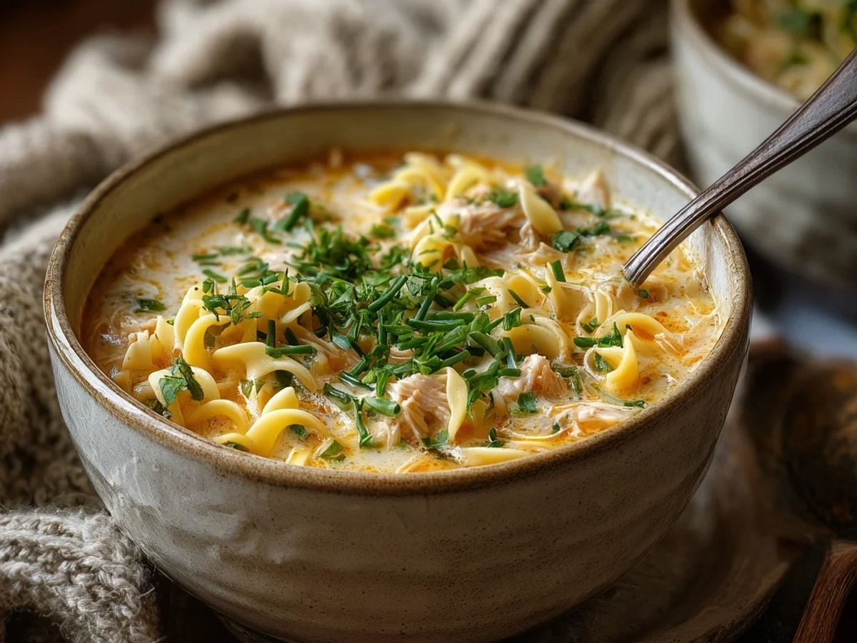 Creamy Crack Chicken Noodle Soup: A Hearty Bowl - Image 1