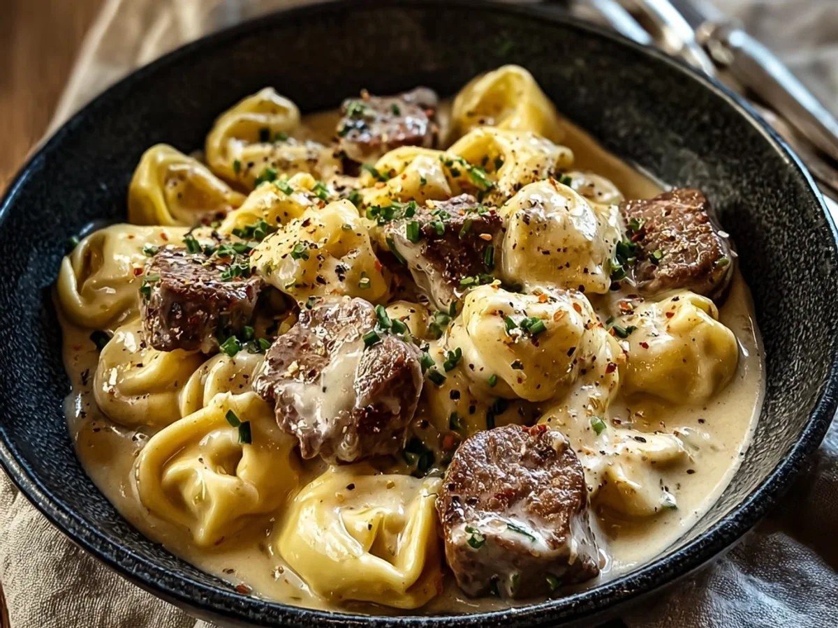 Creamy Cracked Garlic Steak Tortellini - Image 1