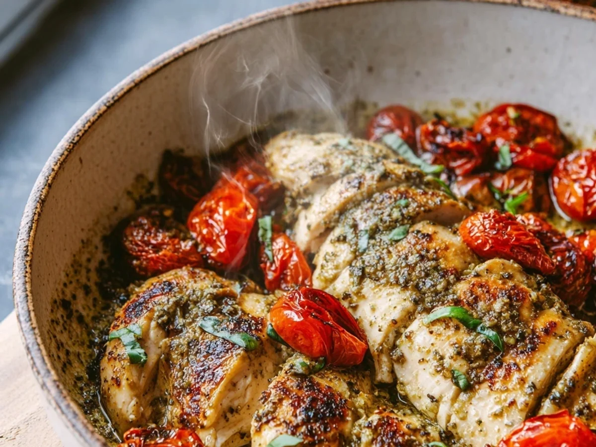Creamy Pesto Chicken with Roasted Tomatoes Dinner - Image 2