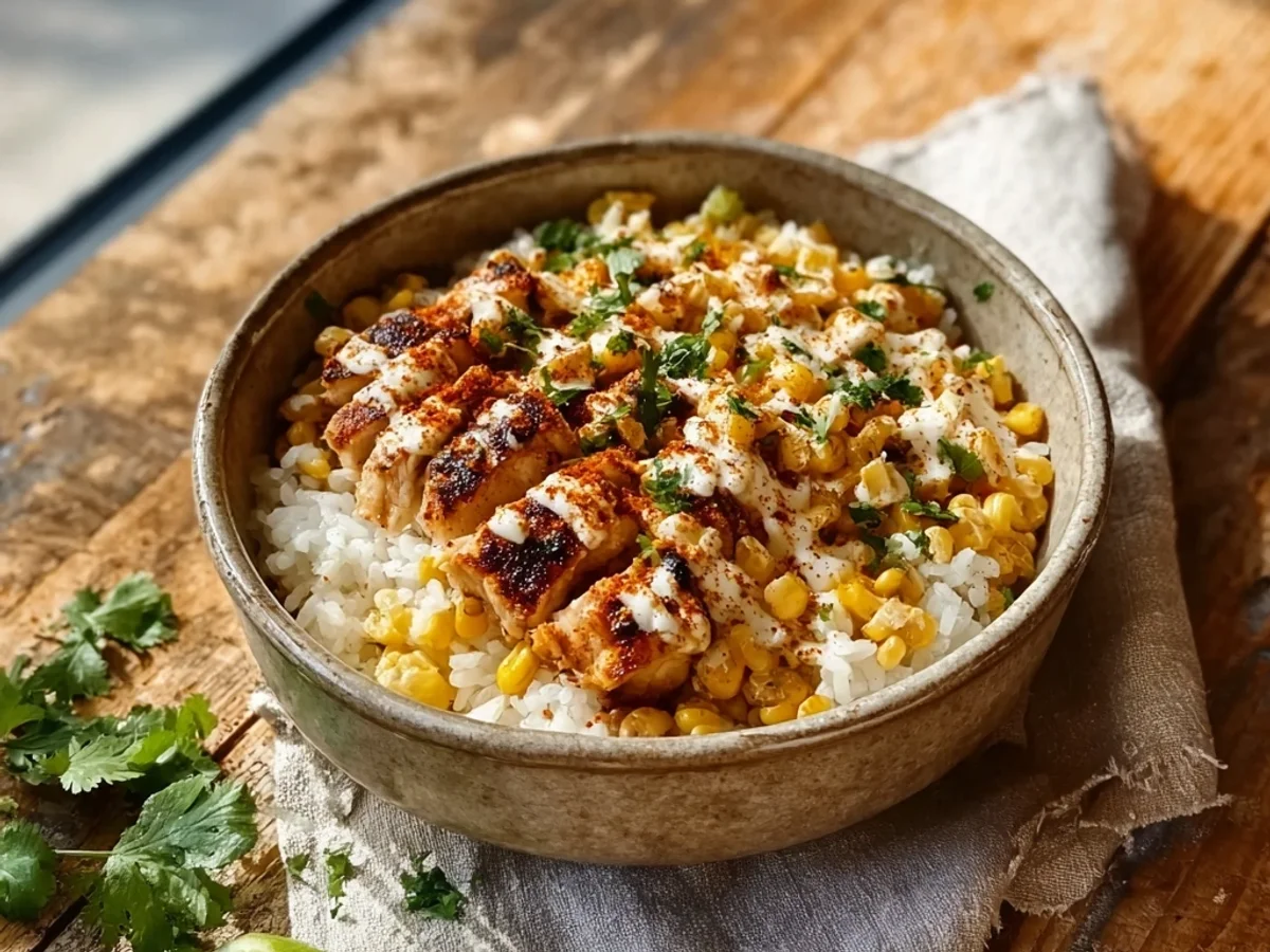 Creamy Street Corn Chicken Rice Bowl: Zesty Dinner - Image 2