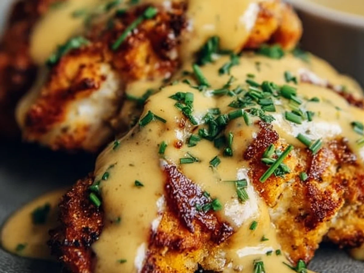 Crispy Pretzel Chicken with Tangy Mustard-Cheddar Sauce - Image 2