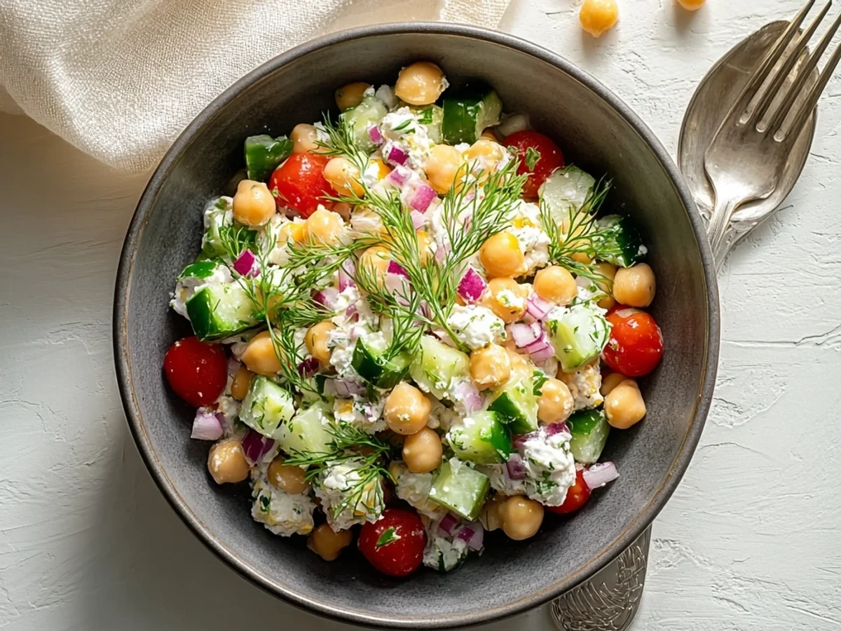 Fresh Cottage Cheese & Chickpeas Salad for Sunny Days - Image 1
