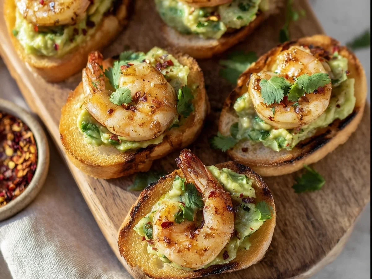 Fresh Garlic Shrimp & Avocado Crostini Bites - Image 1