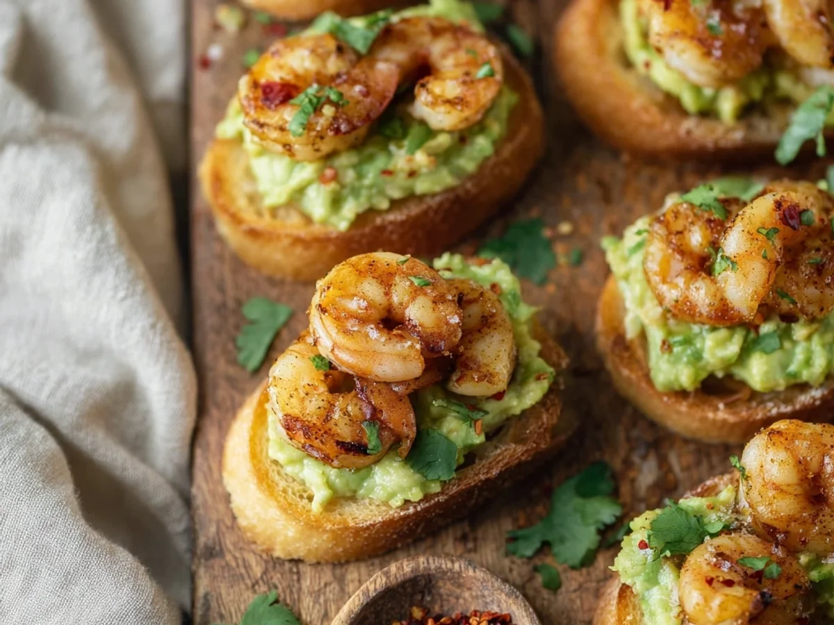 Fresh Garlic Shrimp & Avocado Crostini Bites - Image 2