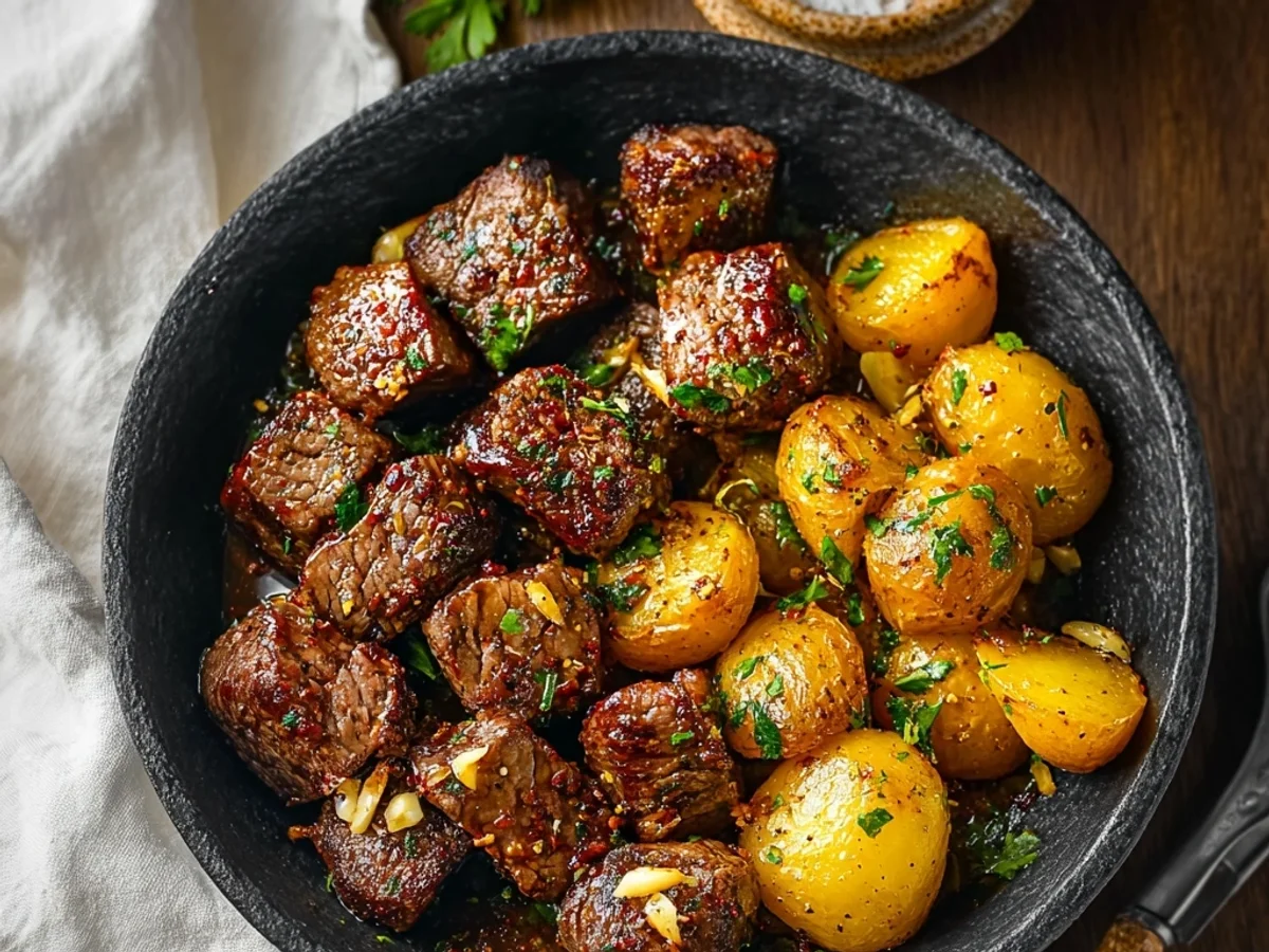 Garlic Steak Bites & Potatoes: Skillet Dinner - Image 1
