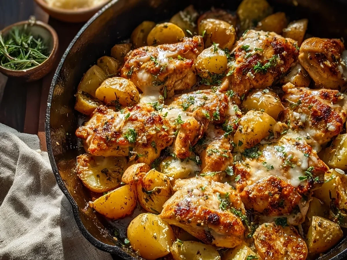 Golden Garlic Parmesan Chicken and Potatoes Bake - Image 1