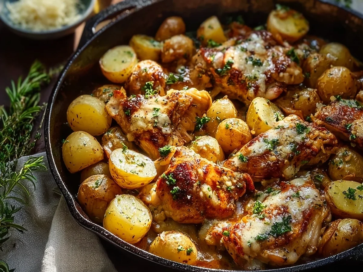 Golden Garlic Parmesan Chicken and Potatoes Bake - Image 2
