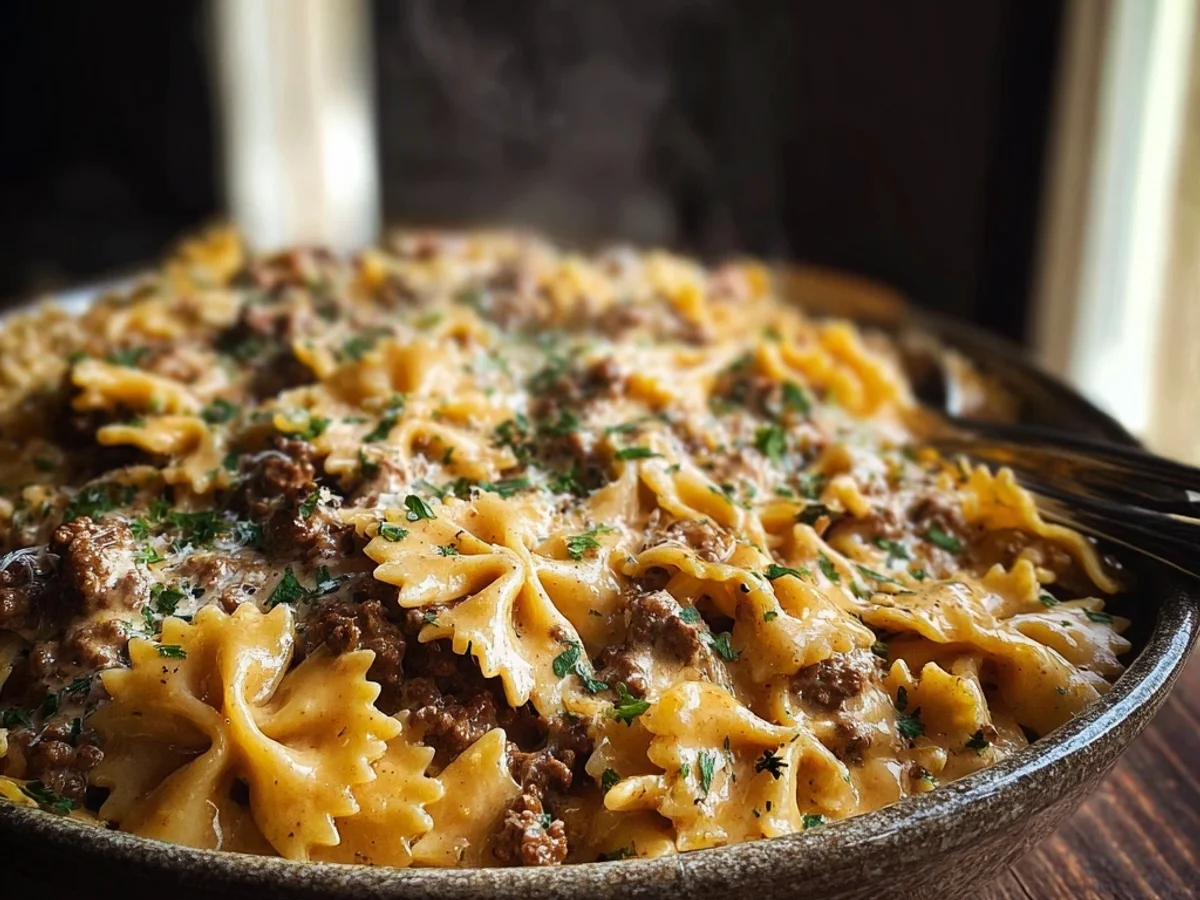 Hearty Cajun Cream Cheese Alfredo Bowties with Spiced Beef - Image 2