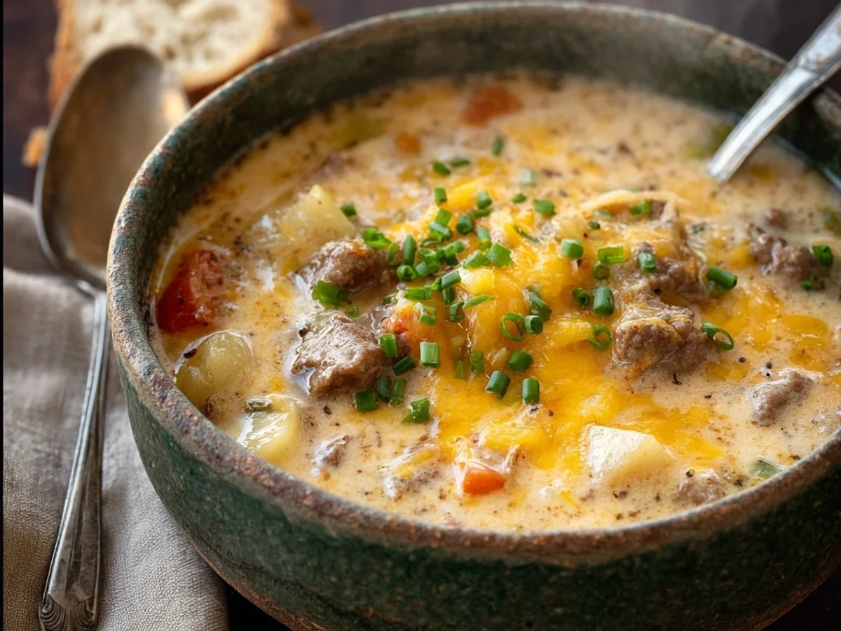 Hearty Cheesy Beef Soup: Rich & Satisfying Comfort - Image 1