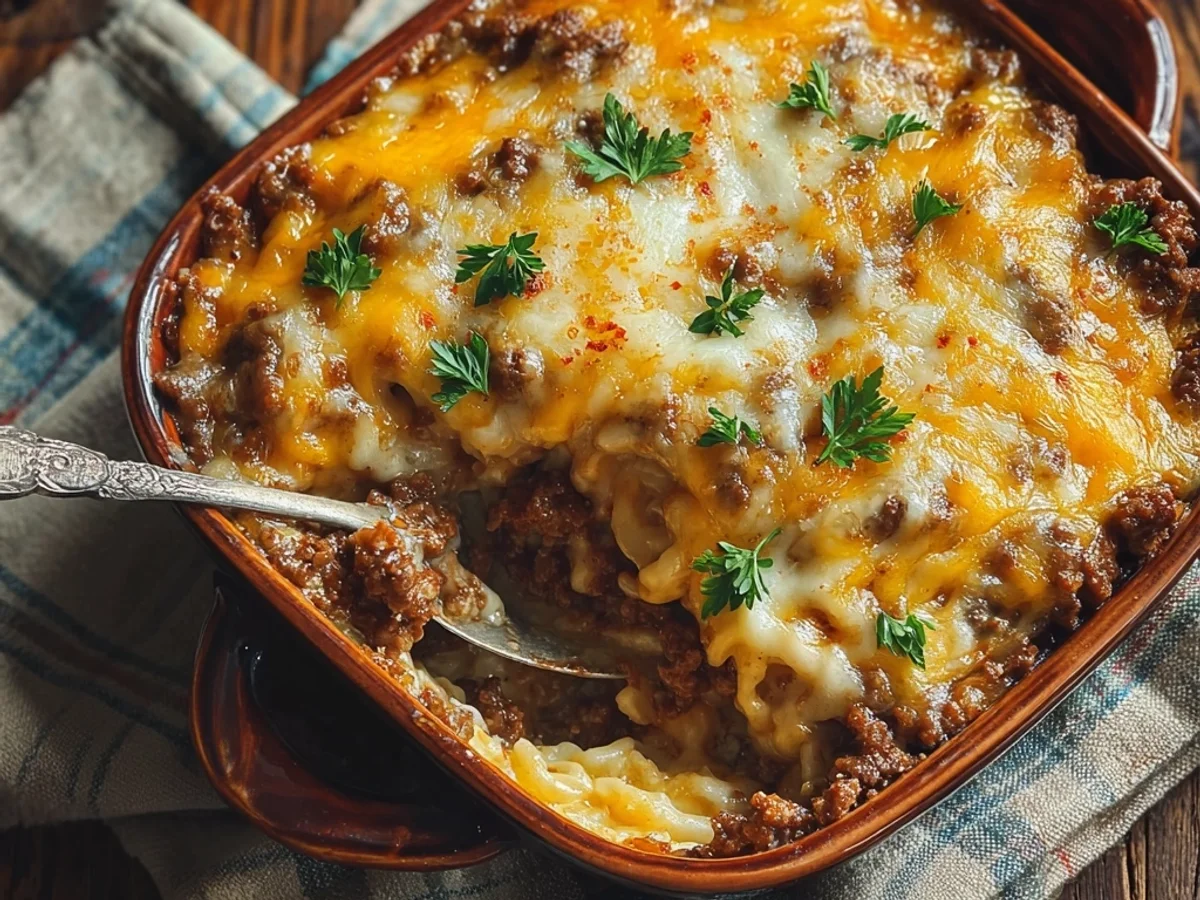 Hearty Cheesy Hamburger Casserole: Weeknight Comfort - Image 1