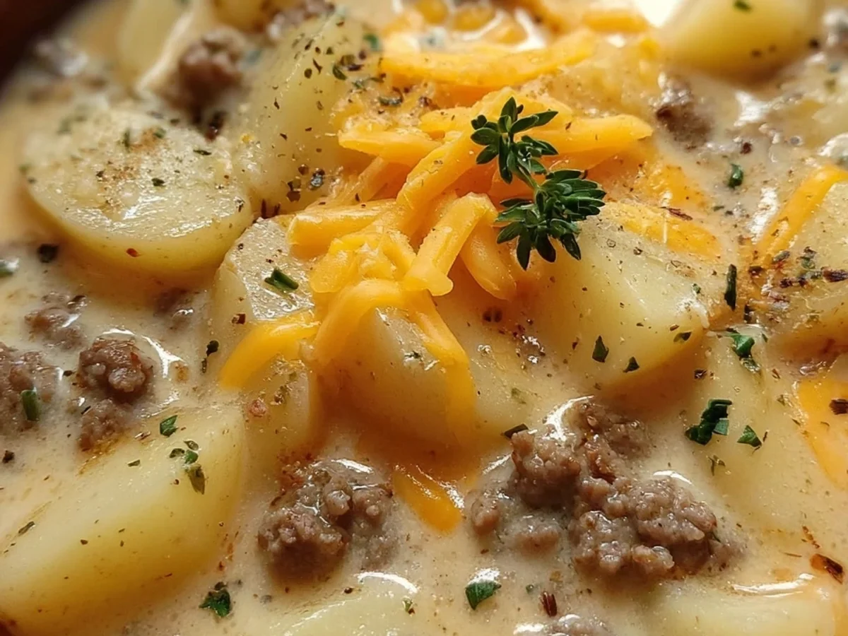 Hearty Cheesy Hamburger Potato Soup for Weeknights - Image 1