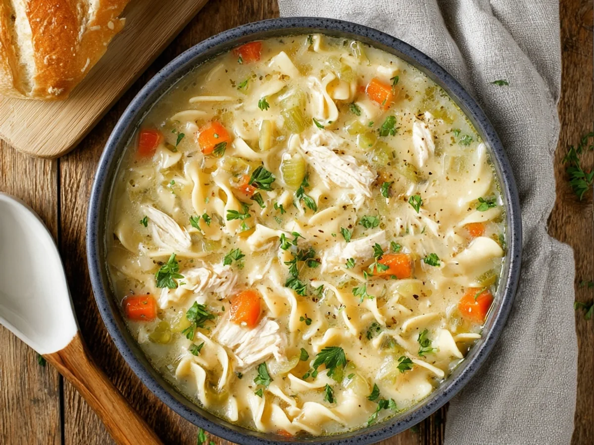 Hearty Creamy Chicken Noodle Soup Crockpot Comfort - Image 2