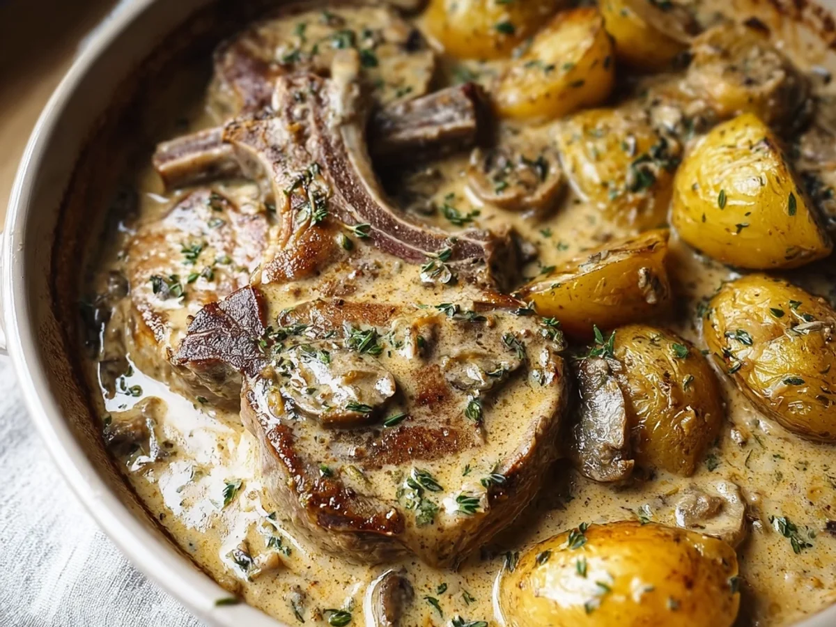 Hearty Creamy Garlic Lamb Chops & Potatoes Slow Cooked - Image 2