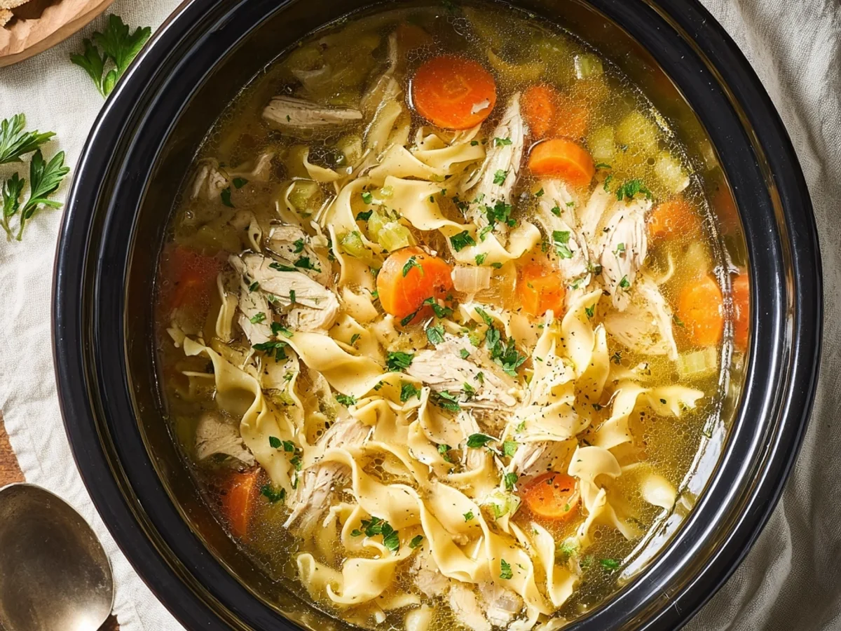 Hearty Crockpot Chicken Noodle Soup for Simple Suppers - Image 1