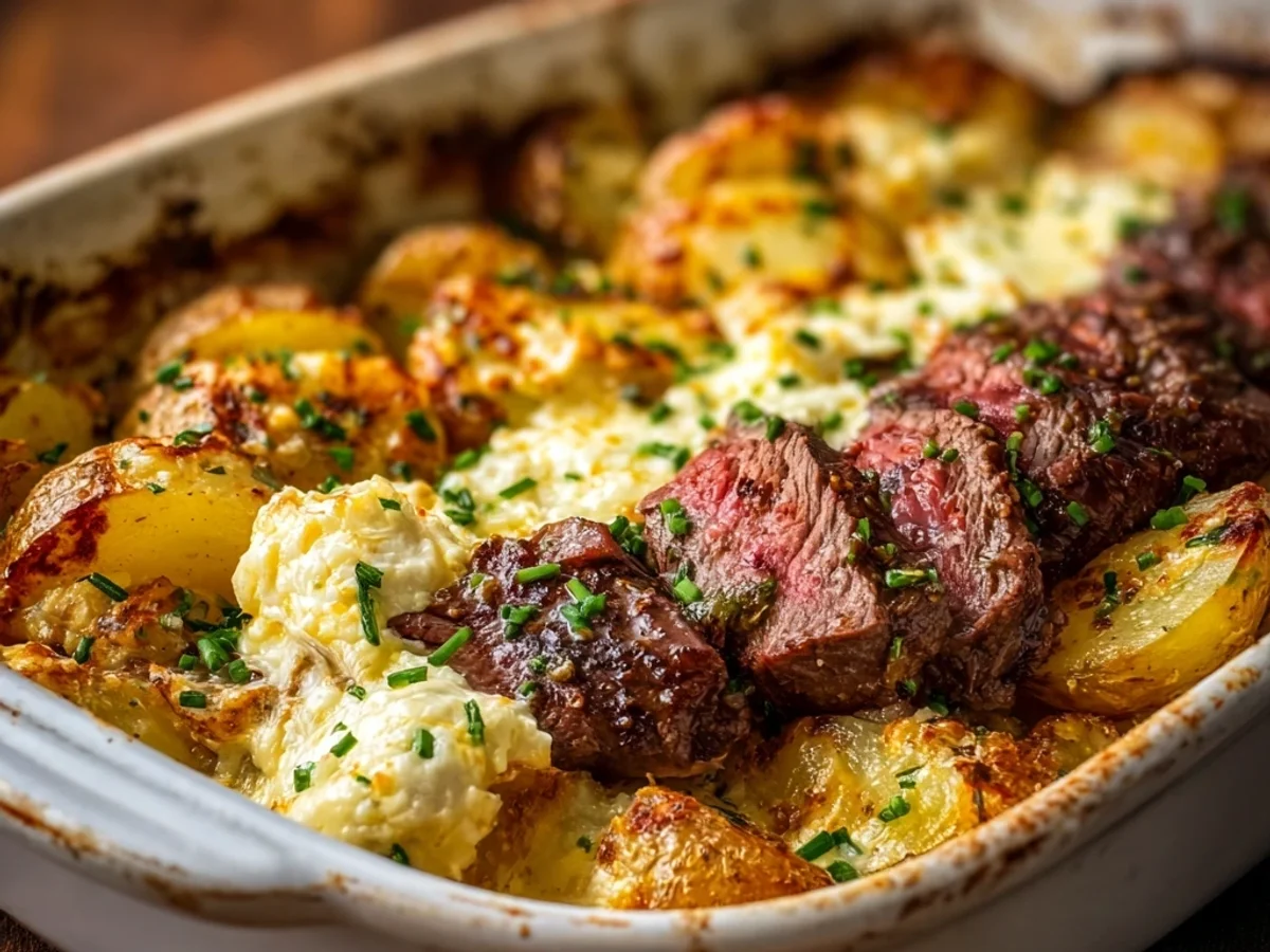 Hearty Garlic Butter Steak Cheddar Potato Bake - Image 2