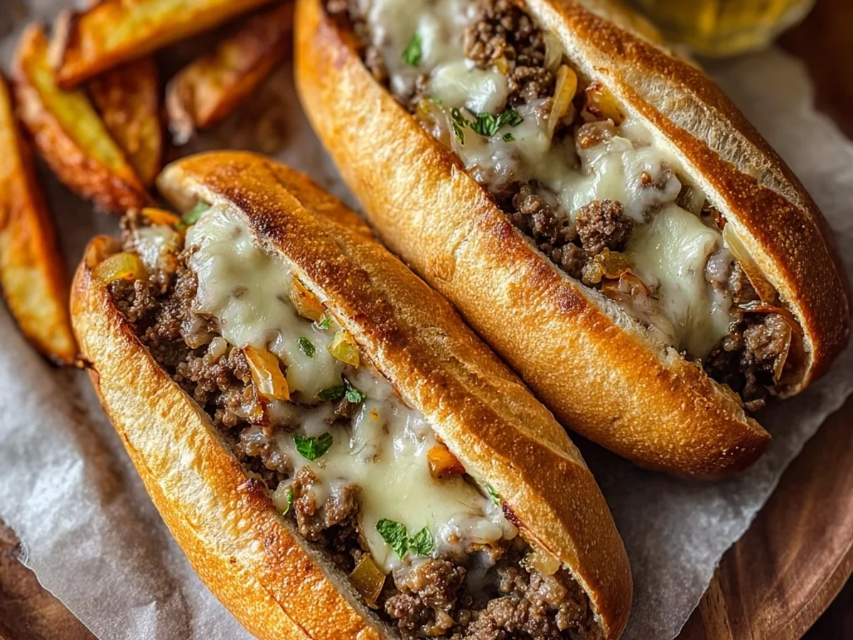 Hearty Ground Beef Philly Cheesesteaks: Easy Skillet Meal - Image 1