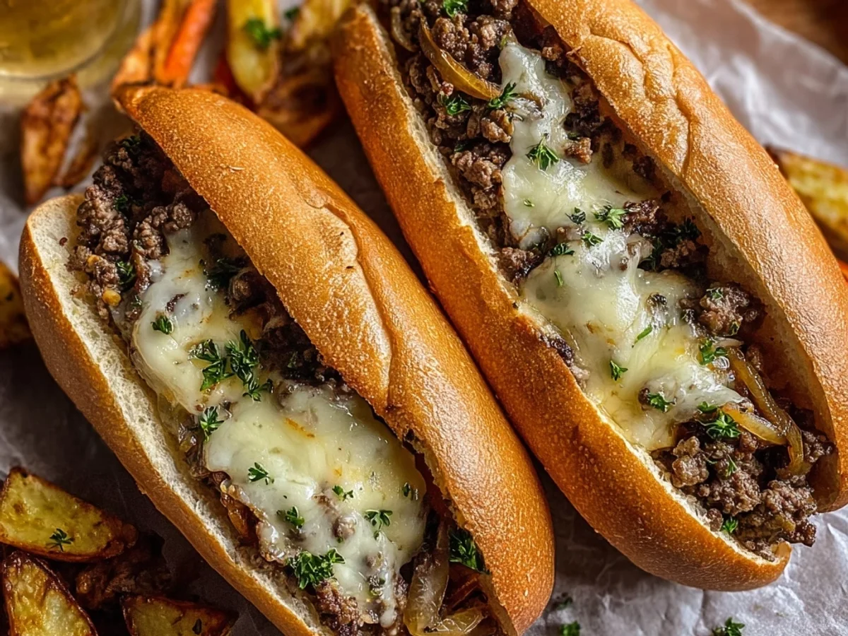 Hearty Ground Beef Philly Cheesesteaks: Easy Skillet Meal - Image 2