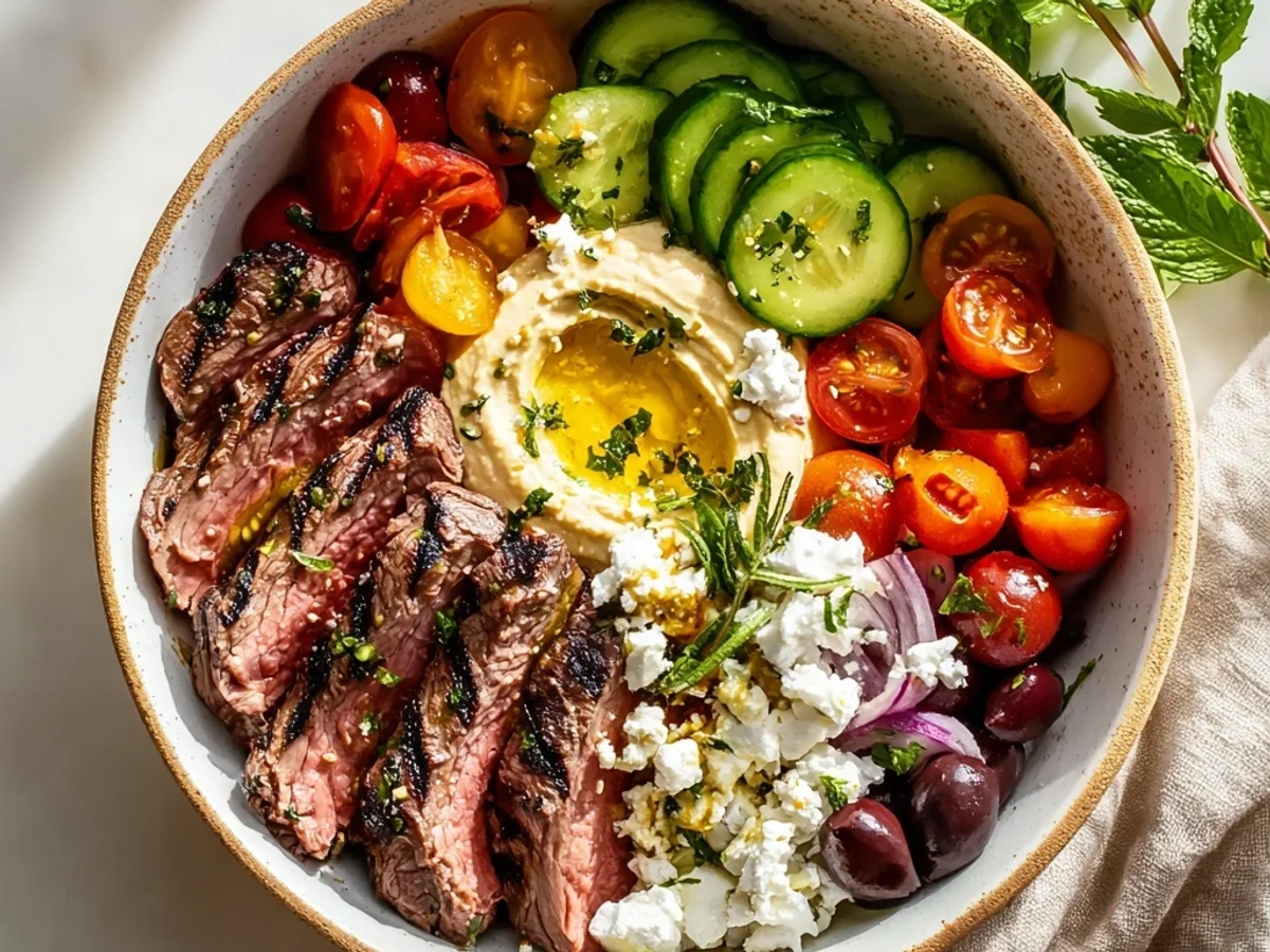 Hearty Mediterranean Steak Bowl: Quick Weeknight Dinner - Image 1