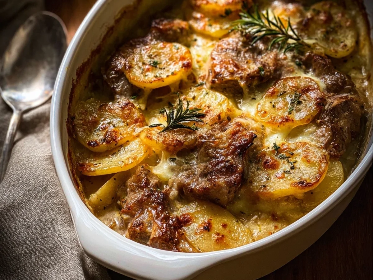 Hearty Smothered Lamb Chop Scalloped Potato Casserole - Image 1