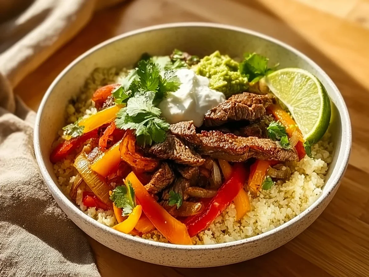 Hearty Steak Fajita Bowl: High Protein, Low Carb Meal - Image 1