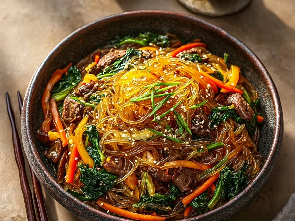 Homestyle Authentic Korean Japchae: Glass Noodle Stir-Fry - Image 1