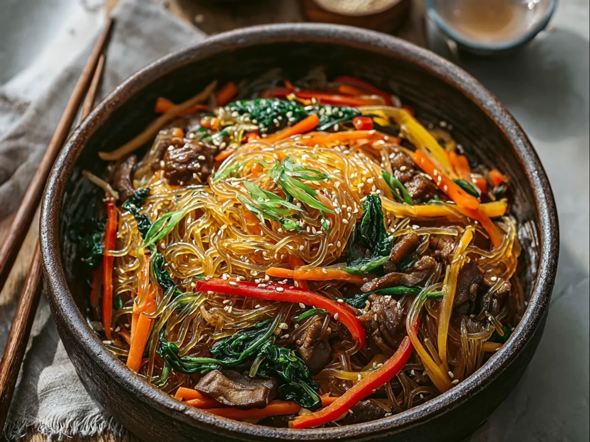Homestyle Authentic Korean Japchae: Glass Noodle Stir-Fry - Image 2