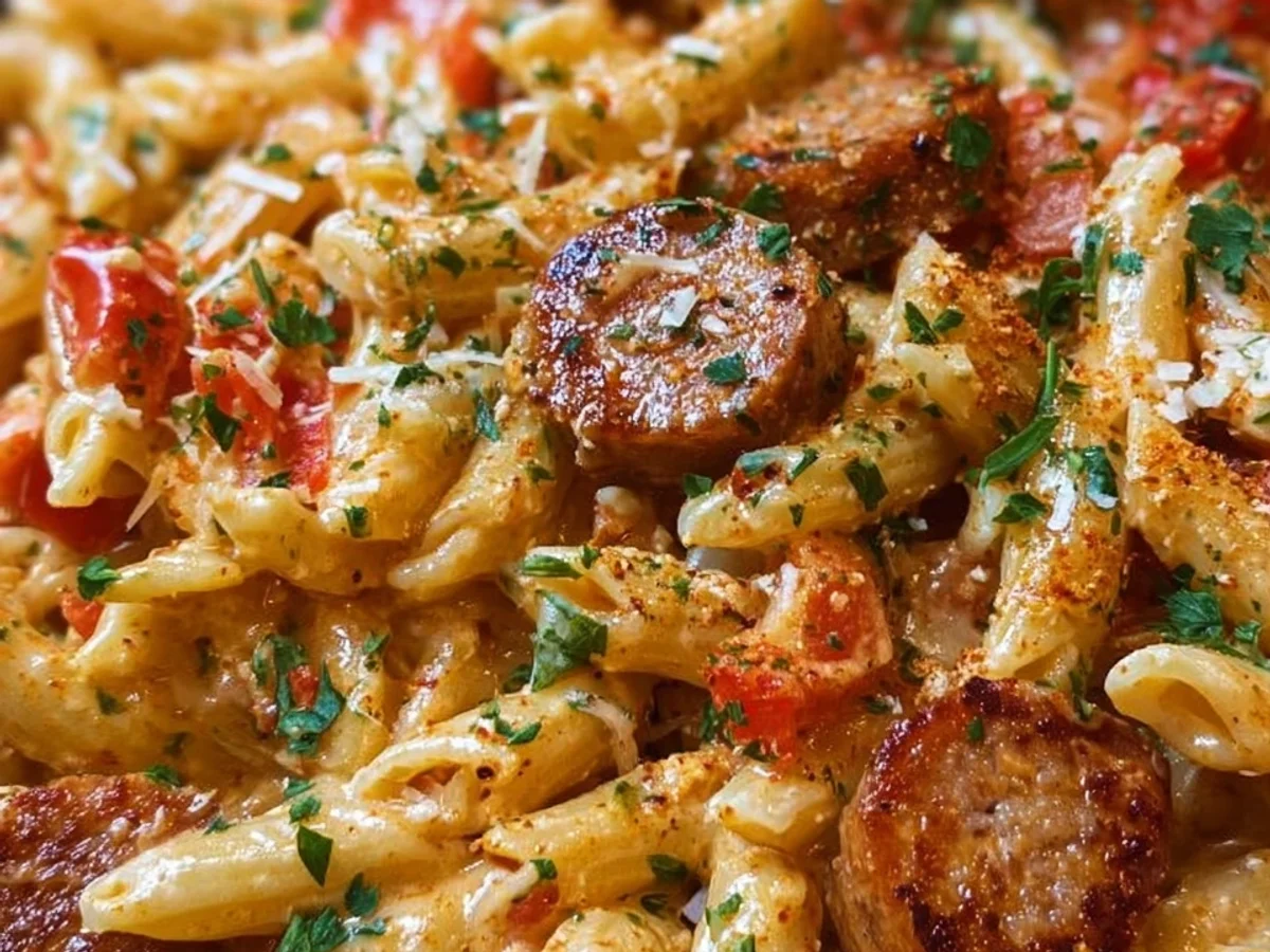 One-Pot Creamy Spicy Cajun Turkey Sausage Pasta - Image 1