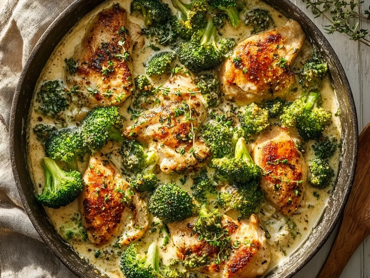 Quick Creamy Garlic Chicken & Broccoli Skillet - Image 2