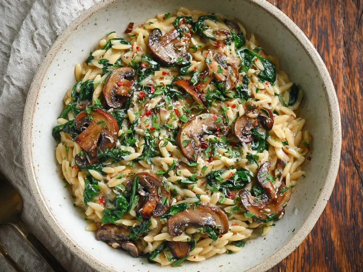Quick Spinach Mushroom Orzo: A Creamy Weeknight Wonder - Image 2