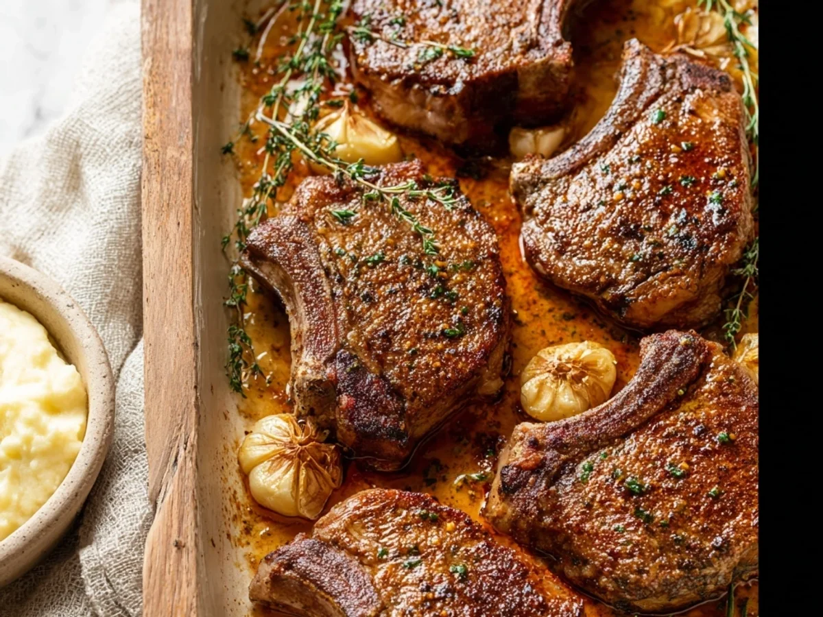 Simple Baked Lamb Chops with Rosemary Garlic - Image 1