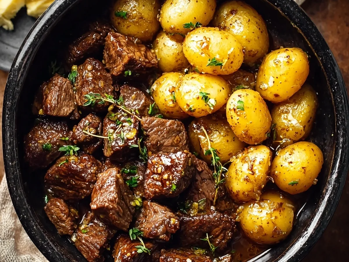 Slow Cooker Garlic Butter Beef Bites: Tender Potato Meal - Image 1
