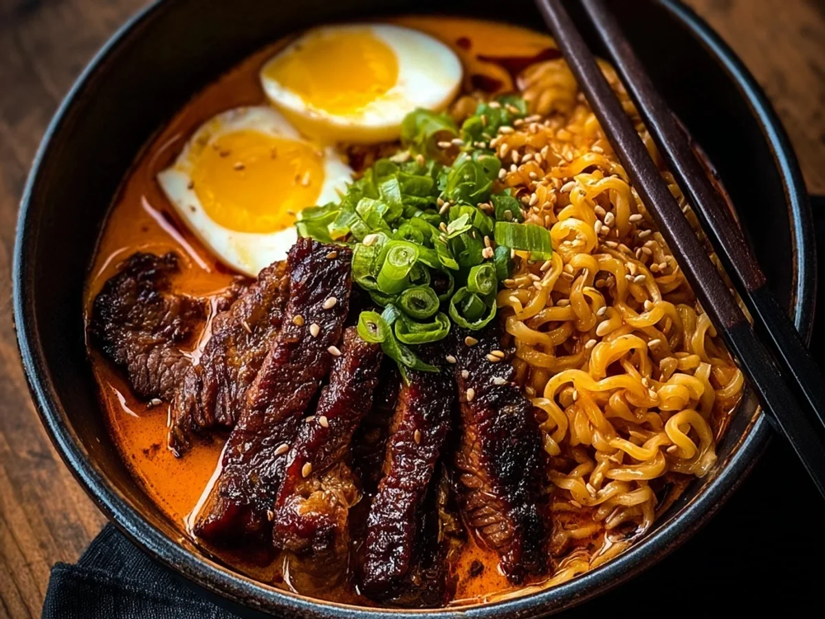 Spicy Korean Ramen with Grilled Beef & Creamy Sauce - Image 2