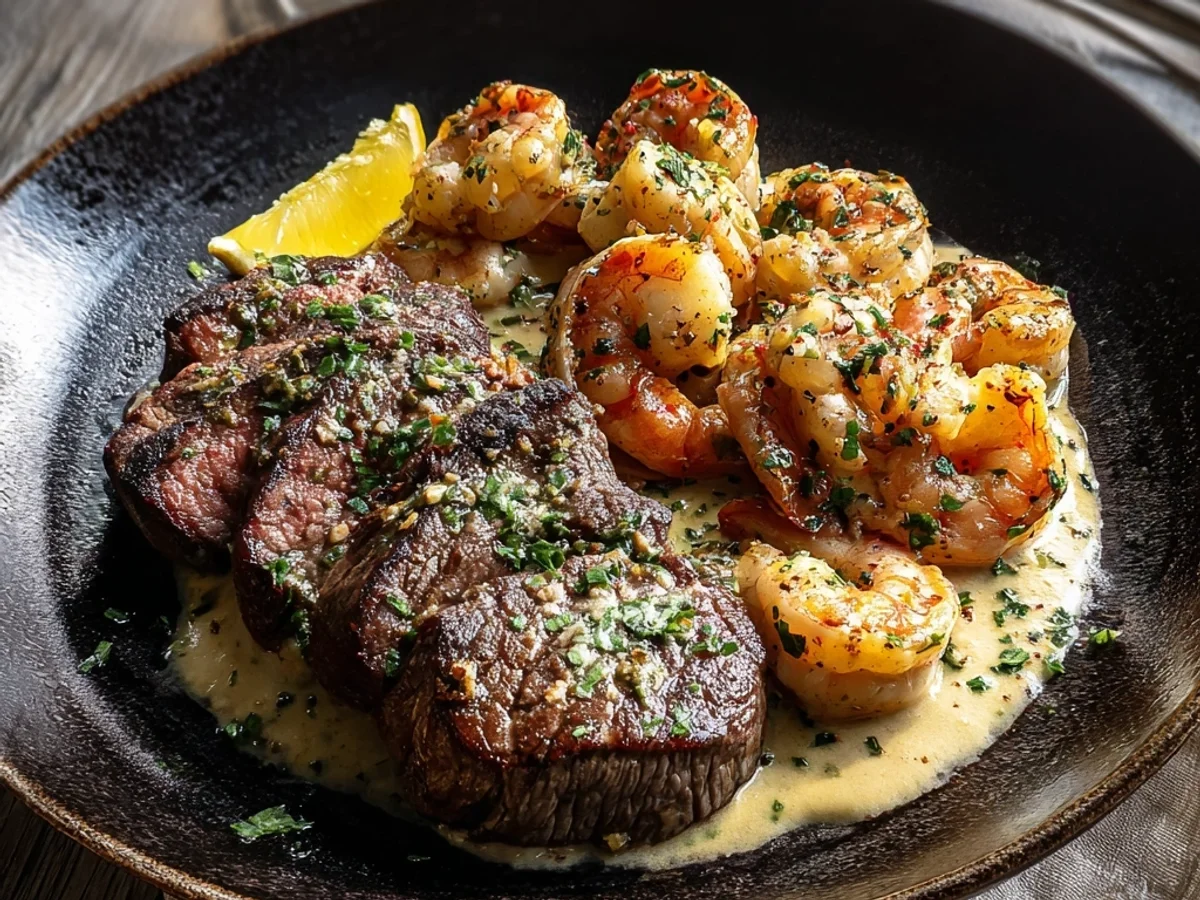 Steak and Creamy Garlic Shrimp: A Quick Dinner Treat - Image 2