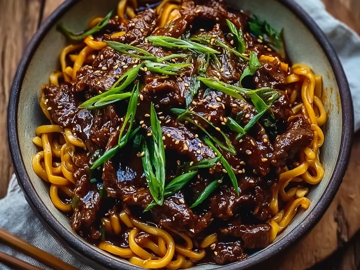 Sticky Beef Noodles: Savory Garlic Ginger Sauce - Image 2