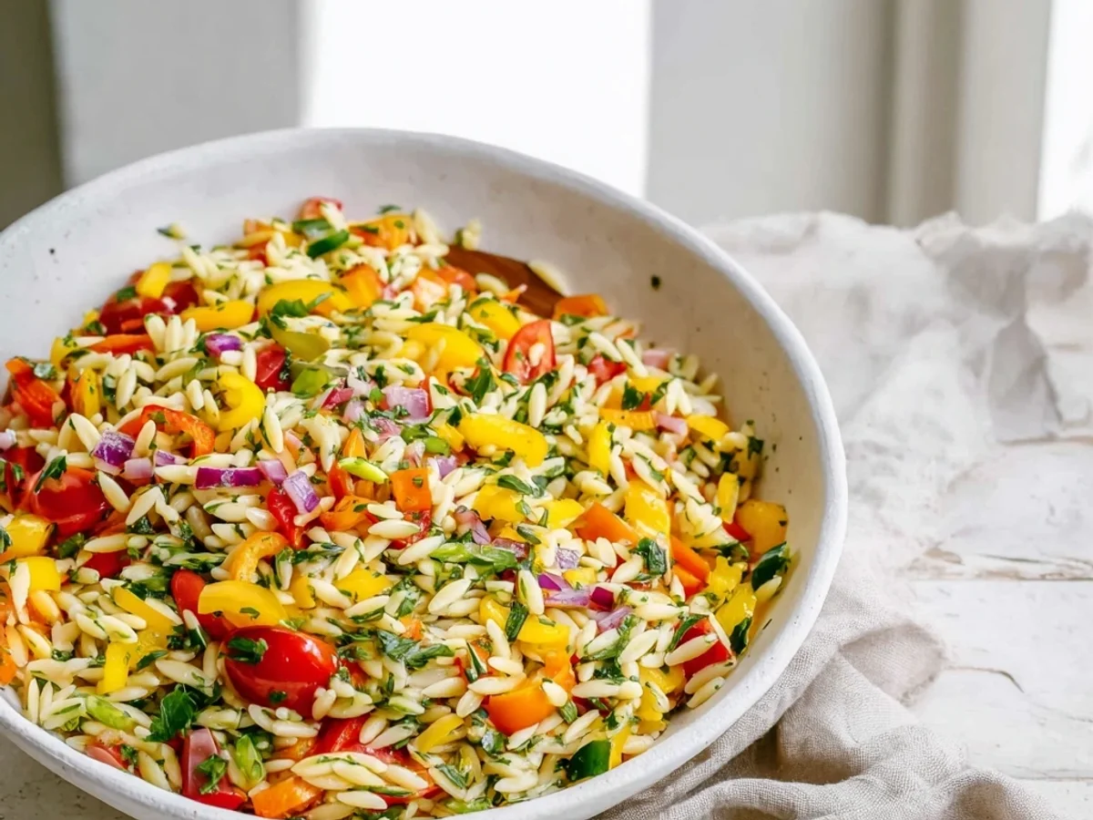 Tangy Rainbow Orzo Salad: Fresh Summer Meal - Image 2