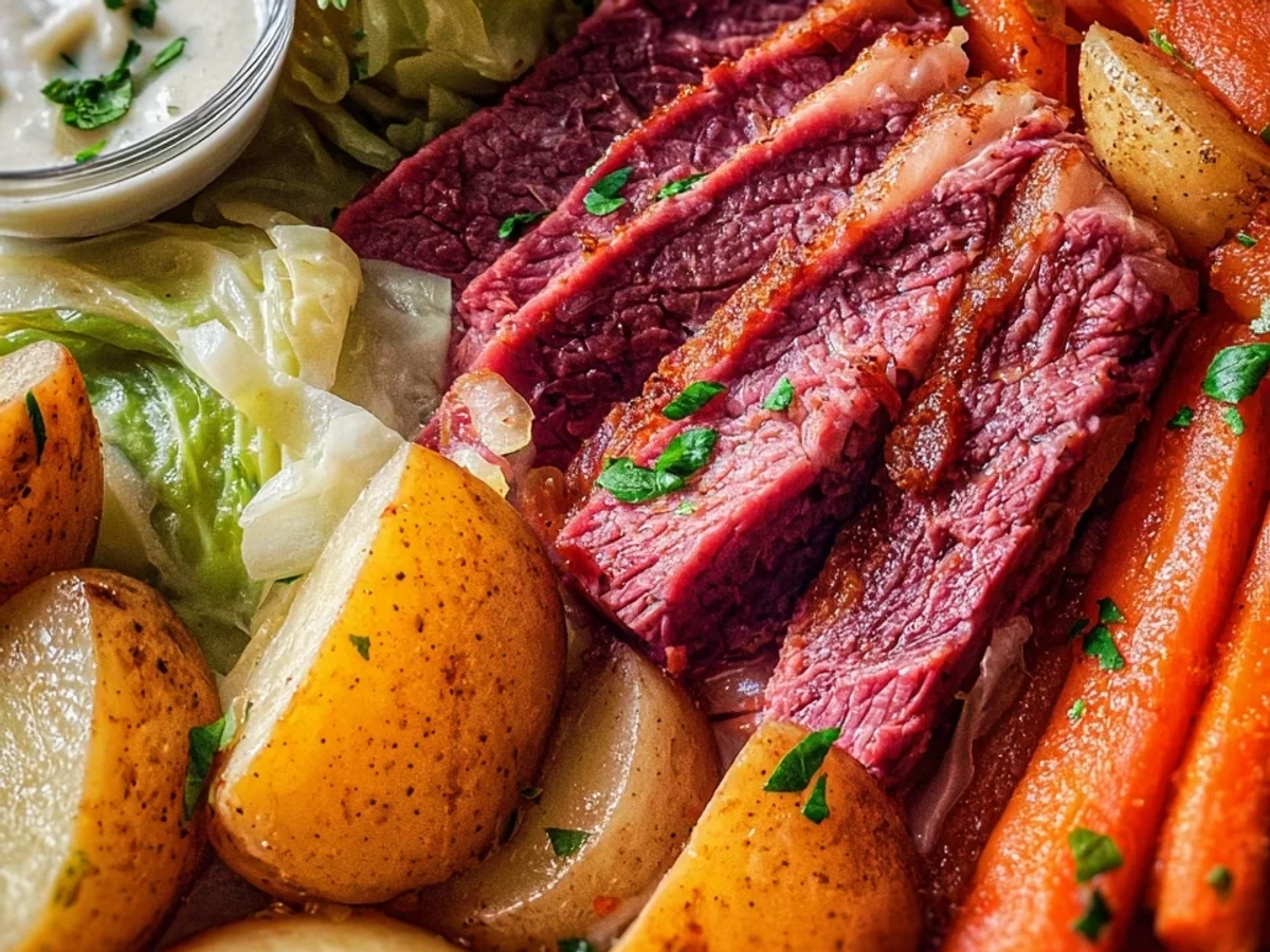 Tender Corned Beef and Cabbage with Zesty Horseradish Sauce - Image 1