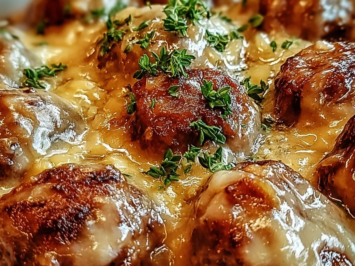 Tender Crock Pot French Onion Meatballs - Image 1