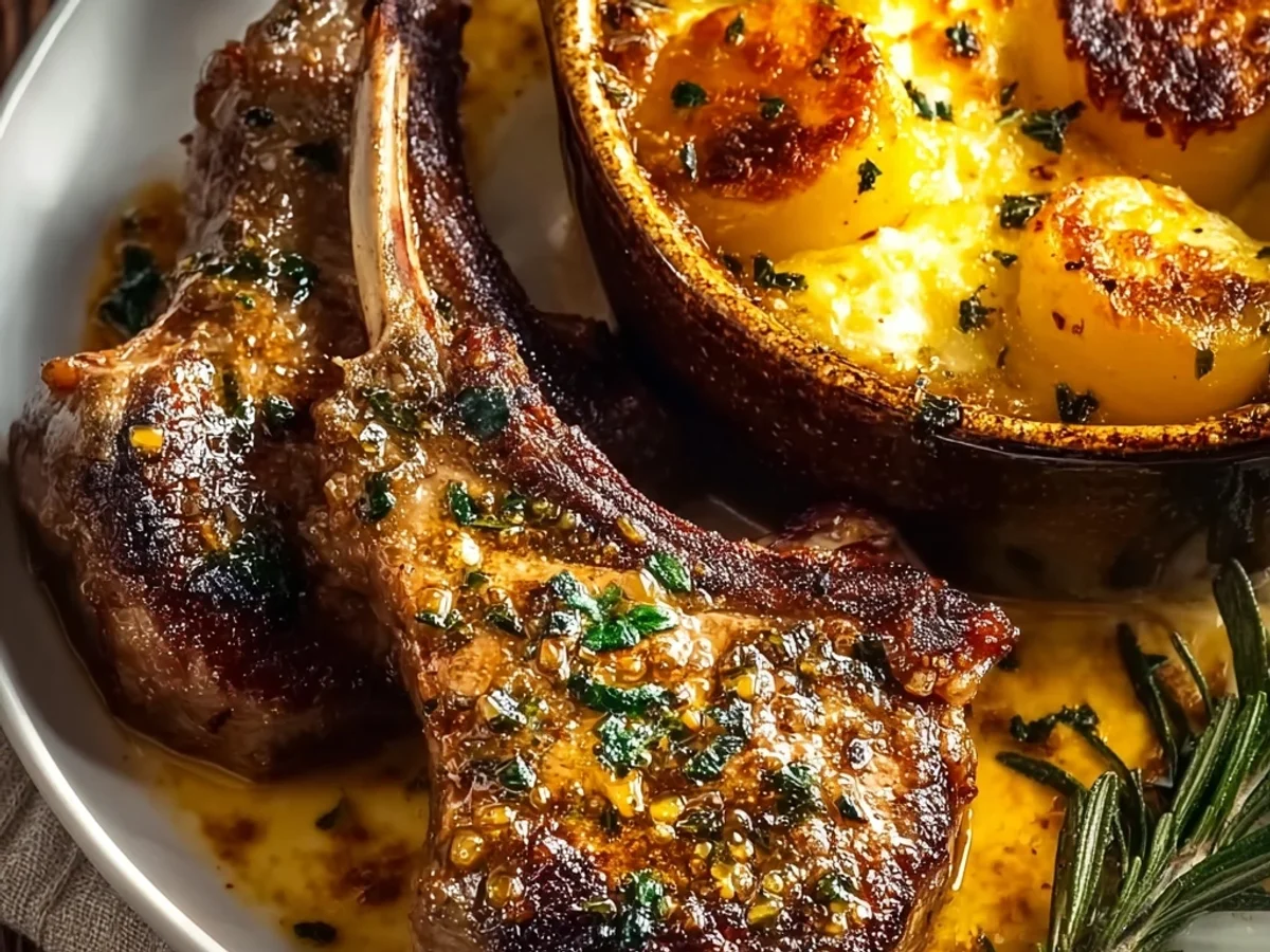 Tender Garlic Butter Lamb Chops & Cheesy Potato Bake - Image 2