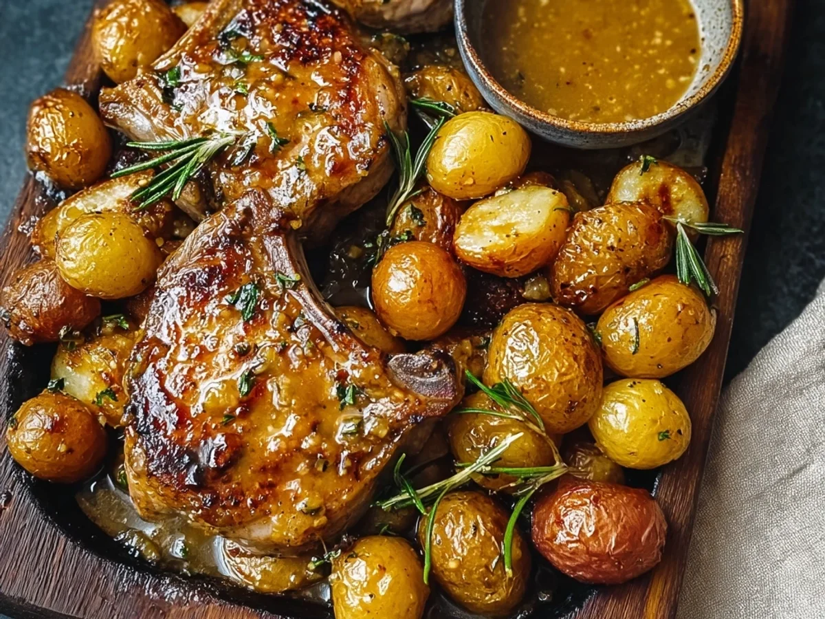 Tender Honey Mustard Lamb Chops & Potatoes Skillet - Image 1