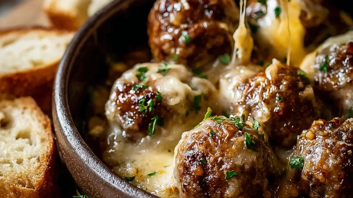 Cheesy French Onion Meatballs Recipe
