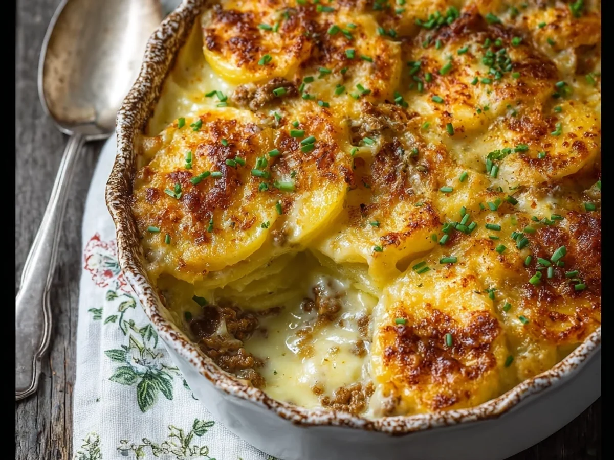Classic Cheesy Hamburger Potato Casserole - Featured Image