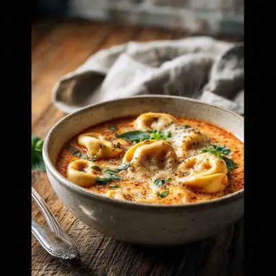 Creamy Cheesy Tomato Tortellini Soup