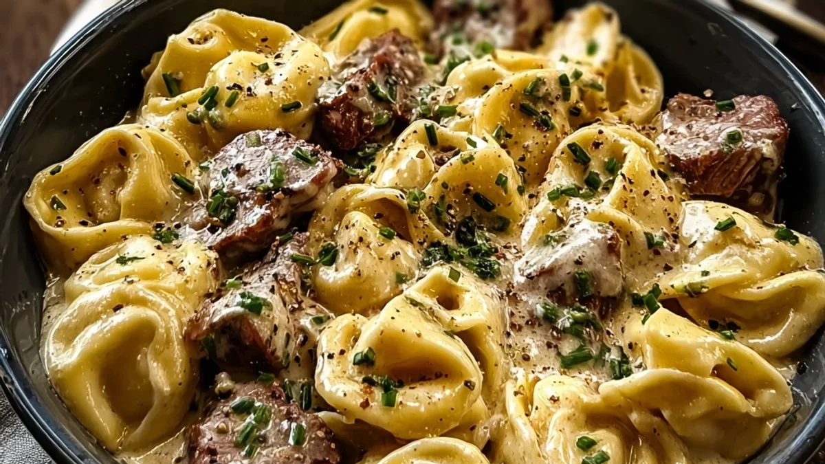 Creamy Cracked Garlic Steak Tortellini
