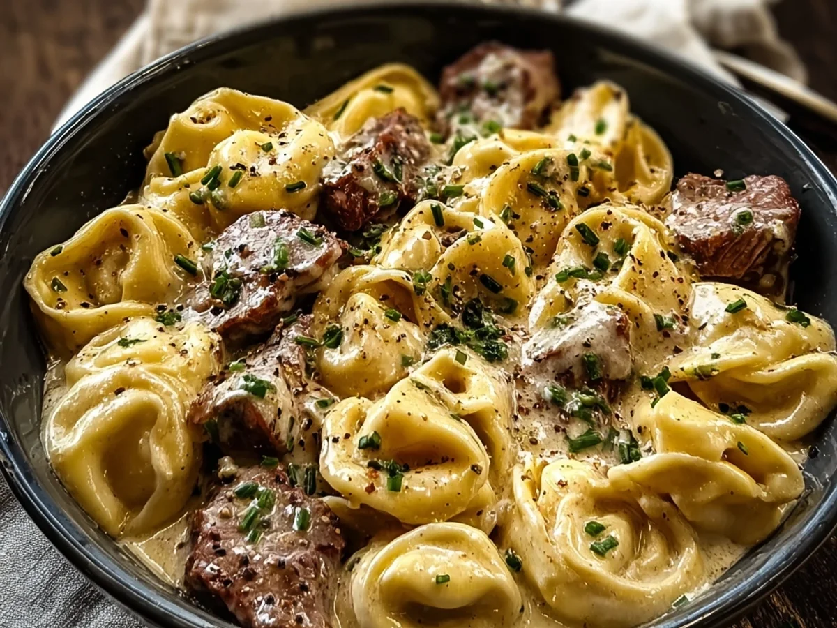 Creamy Cracked Garlic Steak Tortellini - Featured Image