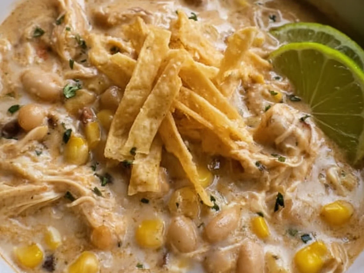 Creamy Crockpot White Chicken Chili with Cream Cheese - Featured Image